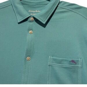 Tommy Bahama Island Zone Supima Mens XL TG Teal Green Polo Shirt Pocket Logo